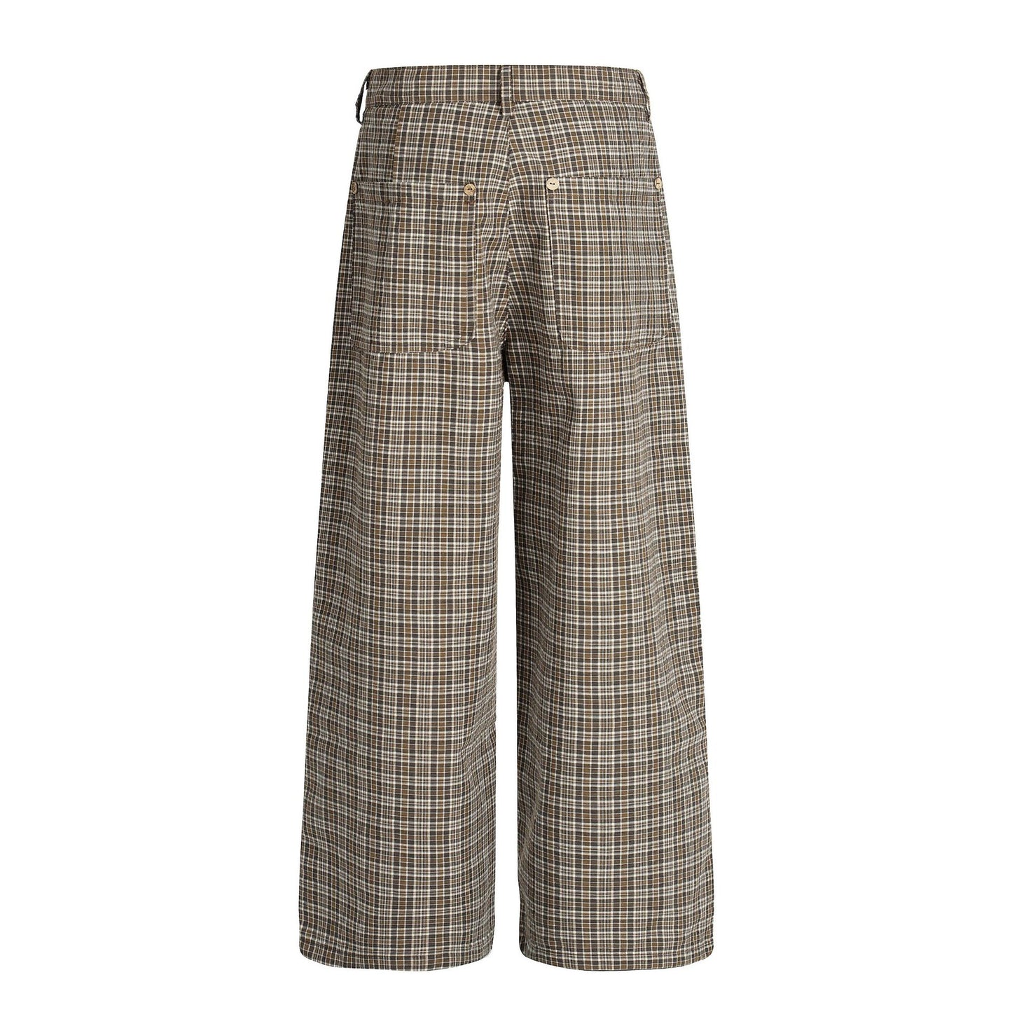 Vintage Street Style High-End Plaid Pleated Trendy Design Loose Wide-Leg Men's Casual Pants
