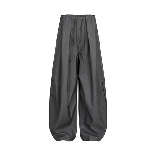 Retro Unisex Trendy Pleated Deconstructed Design Men's Slightly Curved Drape Casual Trousers