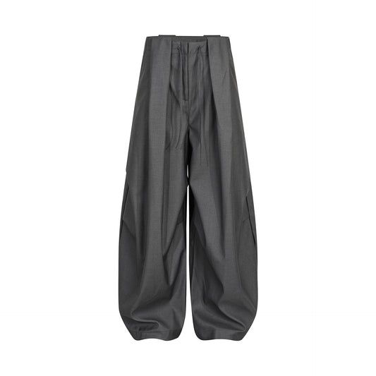 Retro Unisex Trendy Pleated Deconstructed Design Men's Slightly Curved Drape Casual Trousers