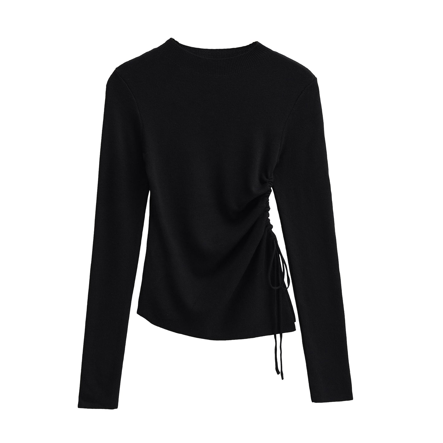 Wrinkle slim fit design long sleeved diagonal sweater