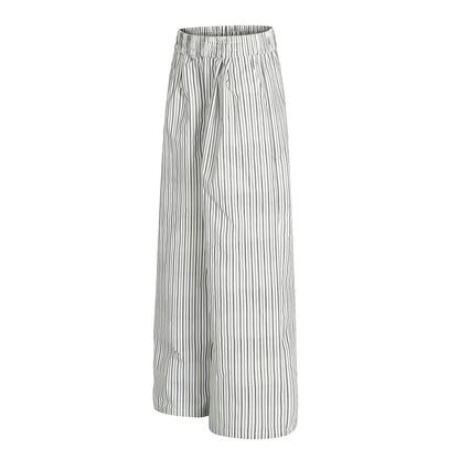 Vintage Street Style High-End Striped Pleated Trendy Design Loose Wide-Leg Men's Casual Pants