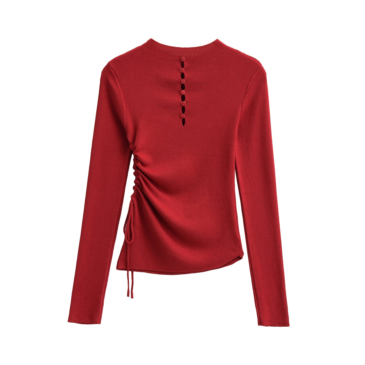 Wrinkle slim fit design long sleeved diagonal sweater