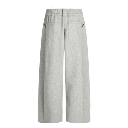 Casual Men's Loose Wide-Leg Sweatpants with Retro Style, Neutral Design, High-End Drape Pleated Detail