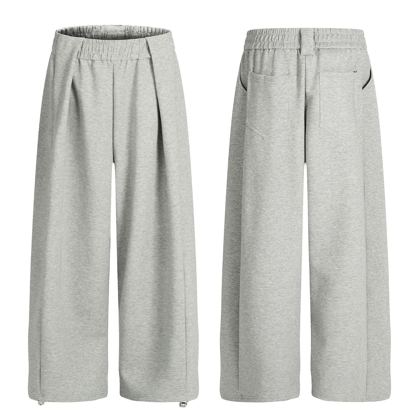 Casual Men's Loose Wide-Leg Sweatpants with Retro Style, Neutral Design, High-End Drape Pleated Detail