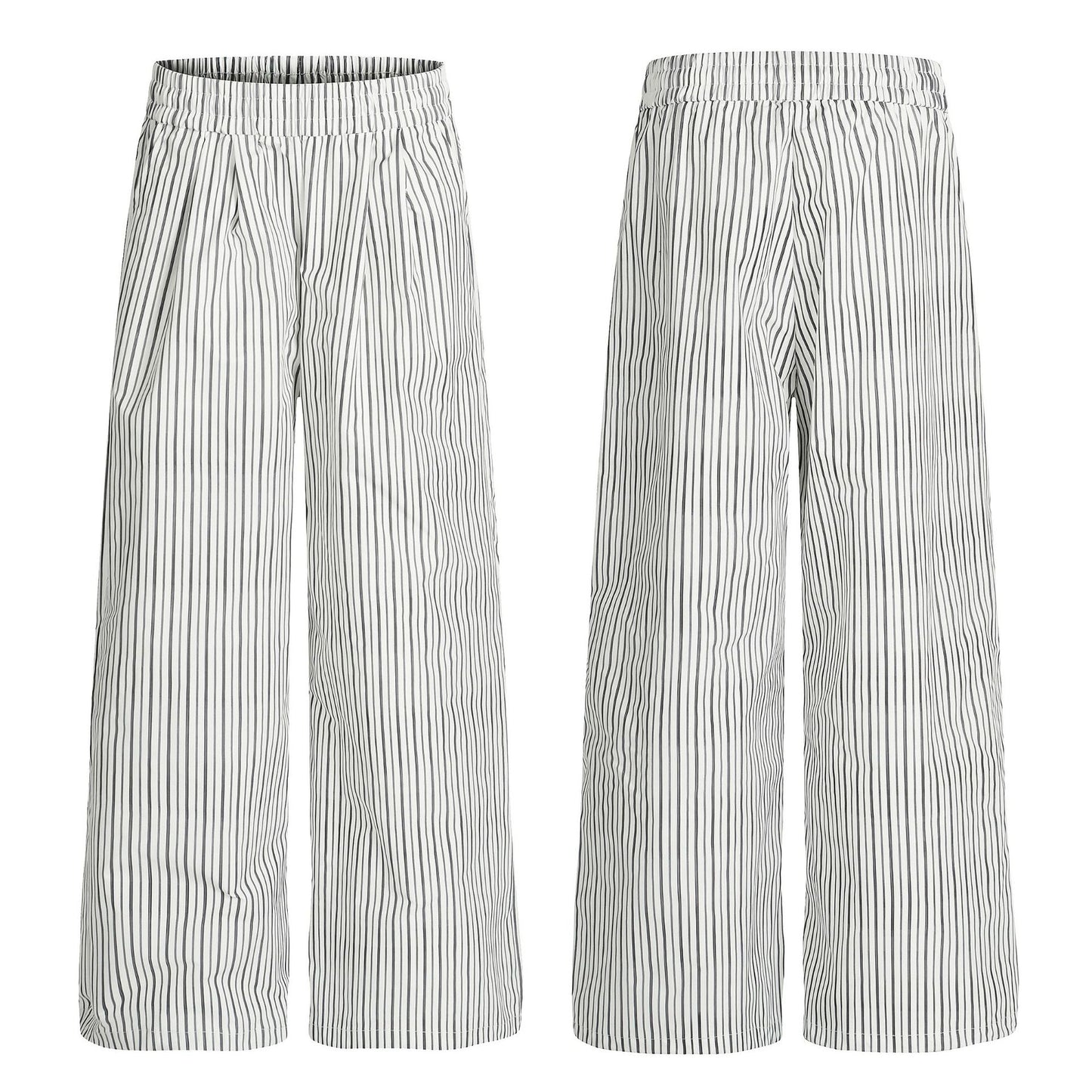 Vintage Street Style High-End Striped Pleated Trendy Design Loose Wide-Leg Men's Casual Pants