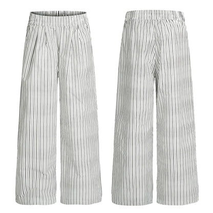 Vintage Street Style High-End Striped Pleated Trendy Design Loose Wide-Leg Men's Casual Pants
