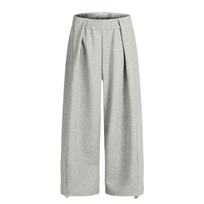 Casual Men's Loose Wide-Leg Sweatpants with Retro Style, Neutral Design, High-End Drape Pleated Detail