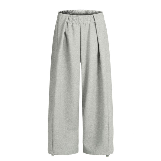 Casual Men's Loose Wide-Leg Sweatpants with Retro Style, Neutral Design, High-End Drape Pleated Detail