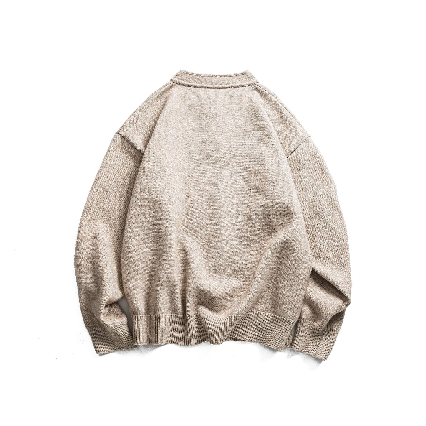 Minimalist Solid Color Henley Neck Loose Casual Versatile Pullover Sweater