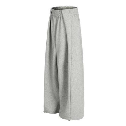 Casual Men's Loose Wide-Leg Sweatpants with Retro Style, Neutral Design, High-End Drape Pleated Detail