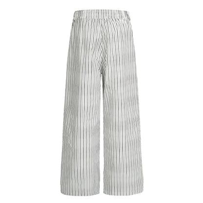 Vintage Street Style High-End Striped Pleated Trendy Design Loose Wide-Leg Men's Casual Pants